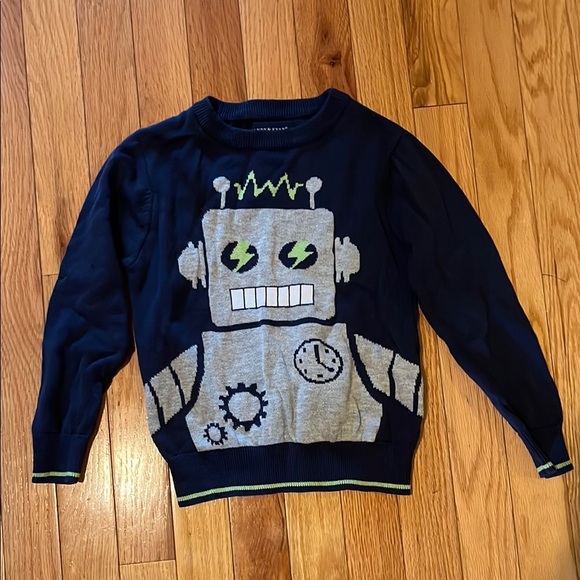 Boys Navy Robot Crewneck Sweater - Picture 1 of 3